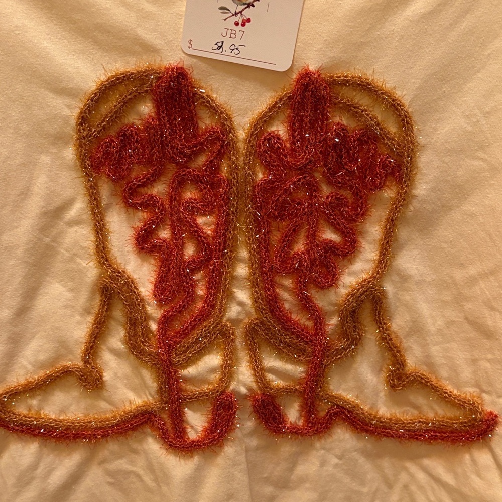 Peach Love California Cream Tee with Cowboy Boots Design - Picture 3 of 4